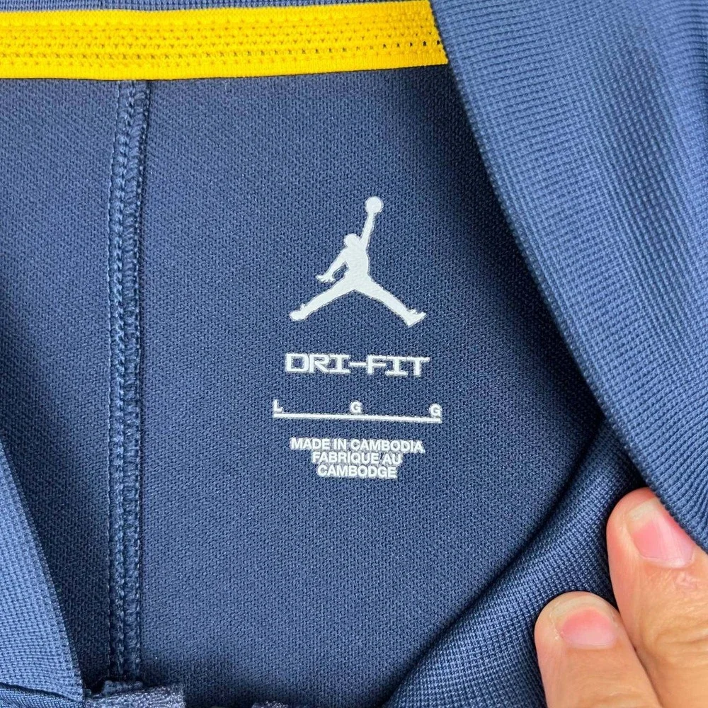 Air Jordan Michigan Wolverines Dri-FIT Shirt Men Large Navy 1/4 Zip Pullover L